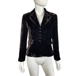 Ann Taylor Petites Dark Brown Velvet Tapered Waist Blazer